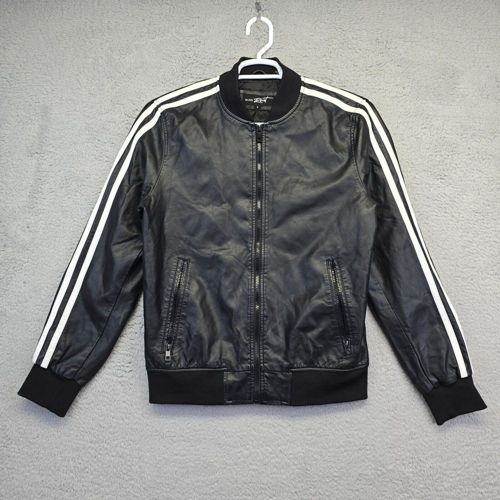 Black Rivet Jacket Womens Small Black Faux Leather Bomber Moto Biker
